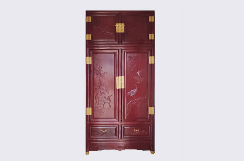 丰满高端中式家居装修深红色纯实木衣柜