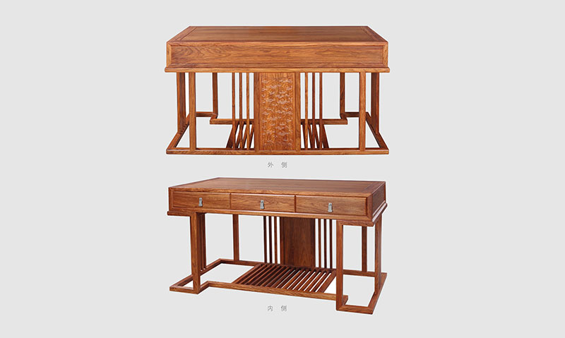 丰满 别墅中式家居书房装修实木书桌效果图